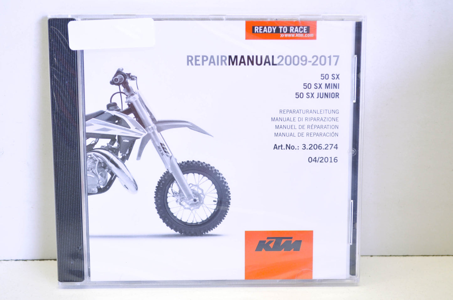 New OEM KTM 2009-2017 50 SX, 50 SX MINI, 50 SX JUNIOR Repair Manual CD Disc NOS