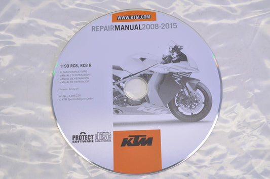 OEM KTM 3206228 2008-2015 1190 RC8, RC8 R Repair Manual CD Disc