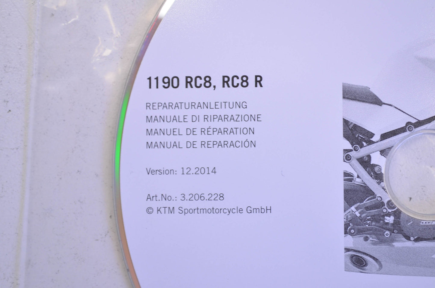 OEM KTM 3206228 2008-2015 1190 RC8, RC8 R Repair Manual CD Disc