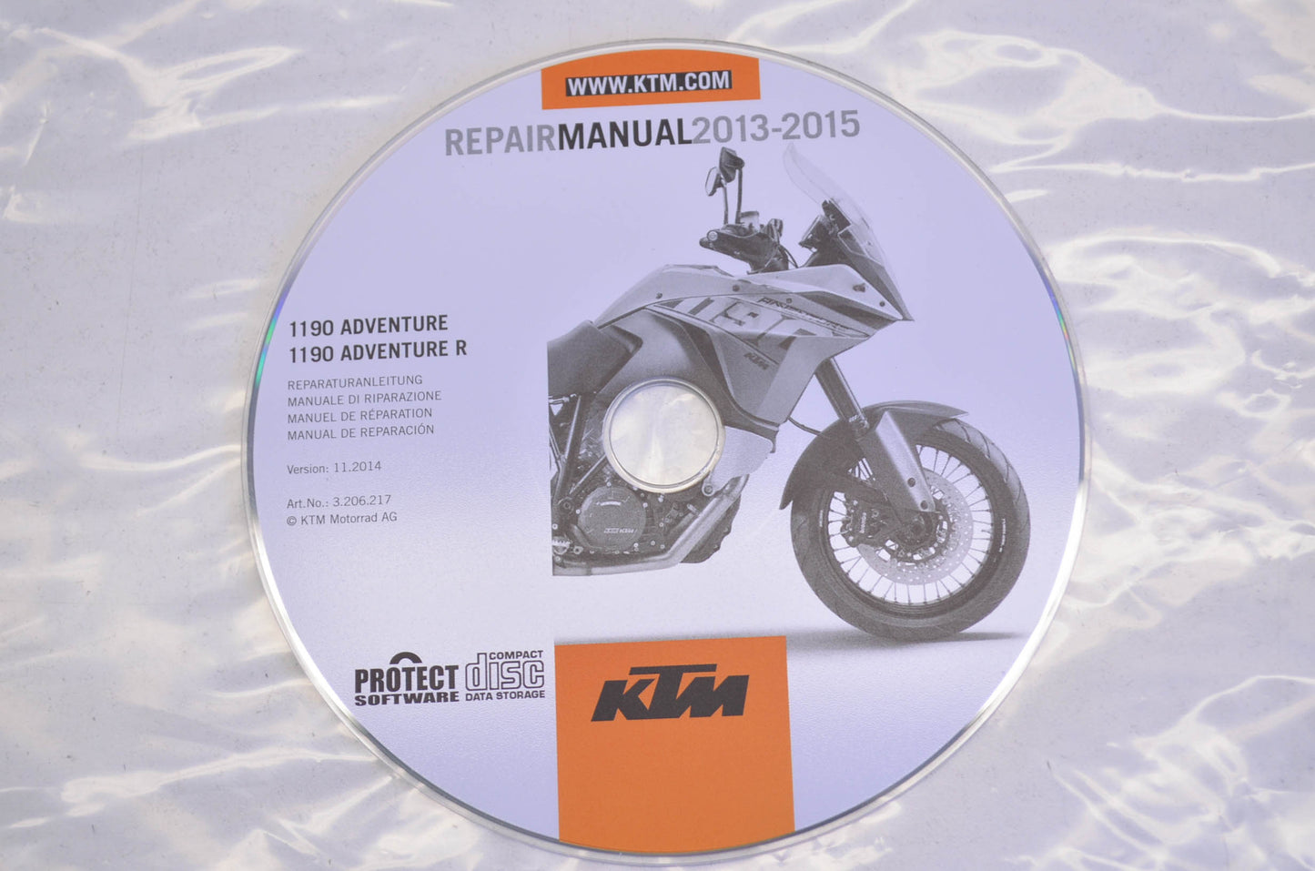 OEM KTM 2013-2015 1190 Adventure, 1190 Adventure R Repair Manual CD Disc
