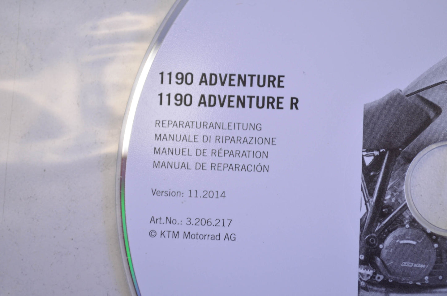 OEM KTM 2013-2015 1190 Adventure, 1190 Adventure R Repair Manual CD Disc