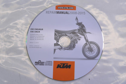OEM KTM 2008-2015 690 Enduro/R, 690 SMC/R Repair Manual CD Disc