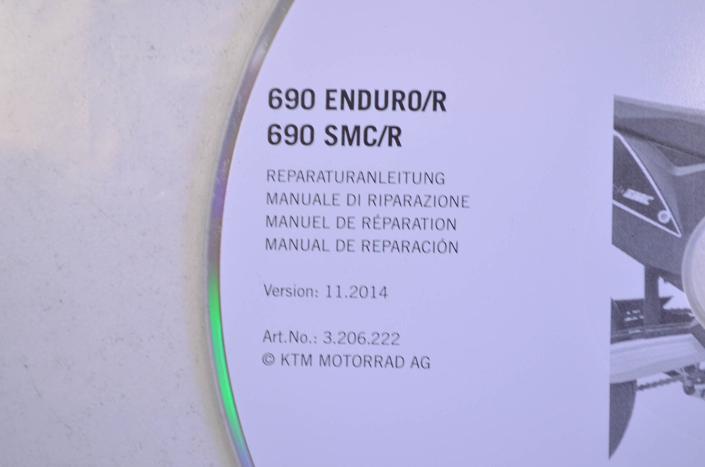 OEM KTM 2008-2015 690 Enduro/R, 690 SMC/R Repair Manual CD Disc