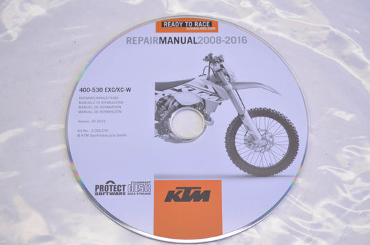 OEM KTM 3206235 2008-2016 400-530 EXC/XC-W Repair Manual CD Disc
