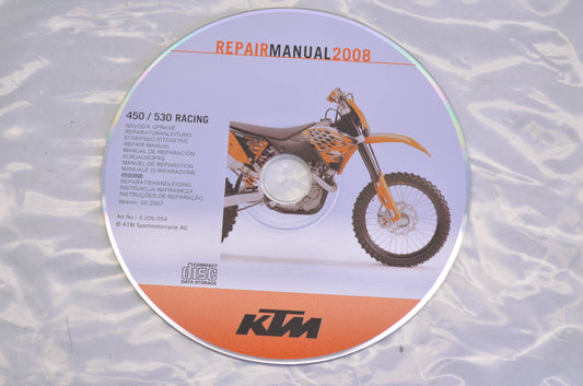 OEM KTM 3206054 2008 450/530 Racing Repair Manual CD Disc