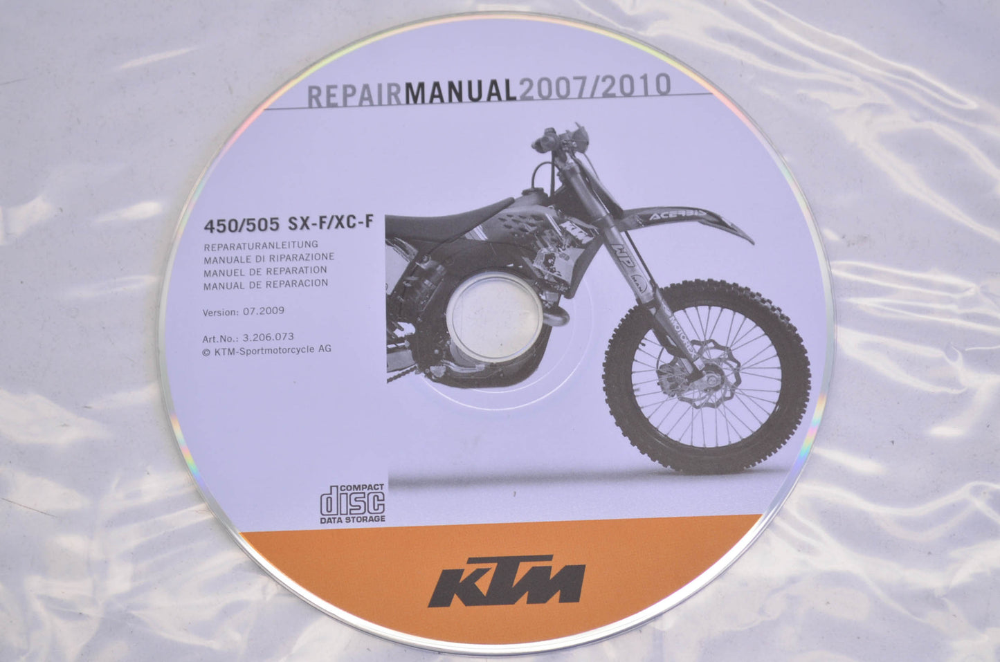 OEM KTM 2007-2010 450/505 SX-F/XC-F Repair Manual CD Disc