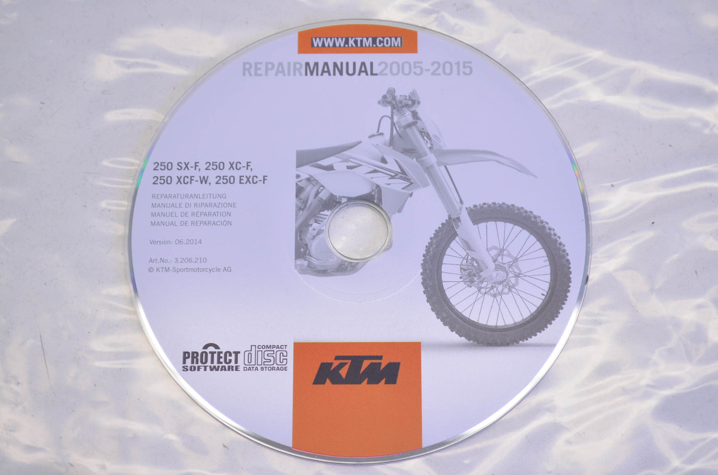 OEM KTM 2005-2015 250 SX-F, 250 XC-F, 250 XCF-W, 250 EXC-F Repair Manual CD Disc