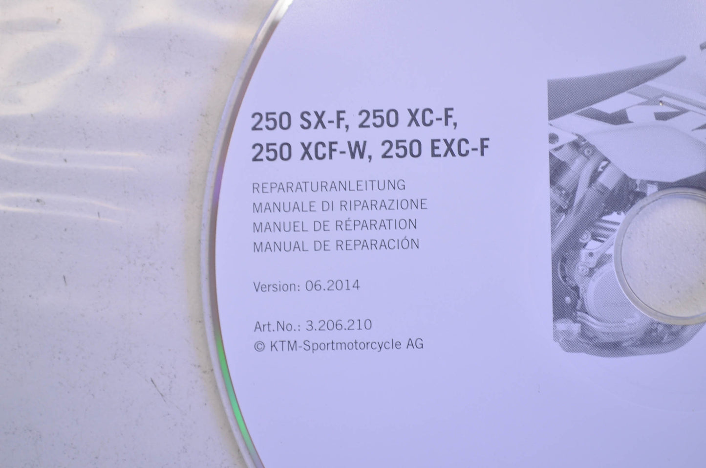 OEM KTM 2005-2015 250 SX-F, 250 XC-F, 250 XCF-W, 250 EXC-F Repair Manual CD Disc