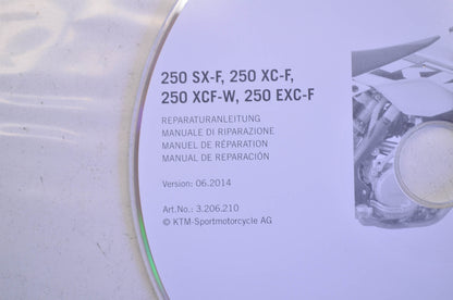 OEM KTM 2005-2015 250 SX-F, 250 XC-F, 250 XCF-W, 250 EXC-F Repair Manual CD Disc