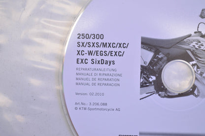 OEM KTM 2004-2010 250/300/SX/SXS/MXC/XC/W/EGS/EXC SIX DAYS Repair Manual CD Disc