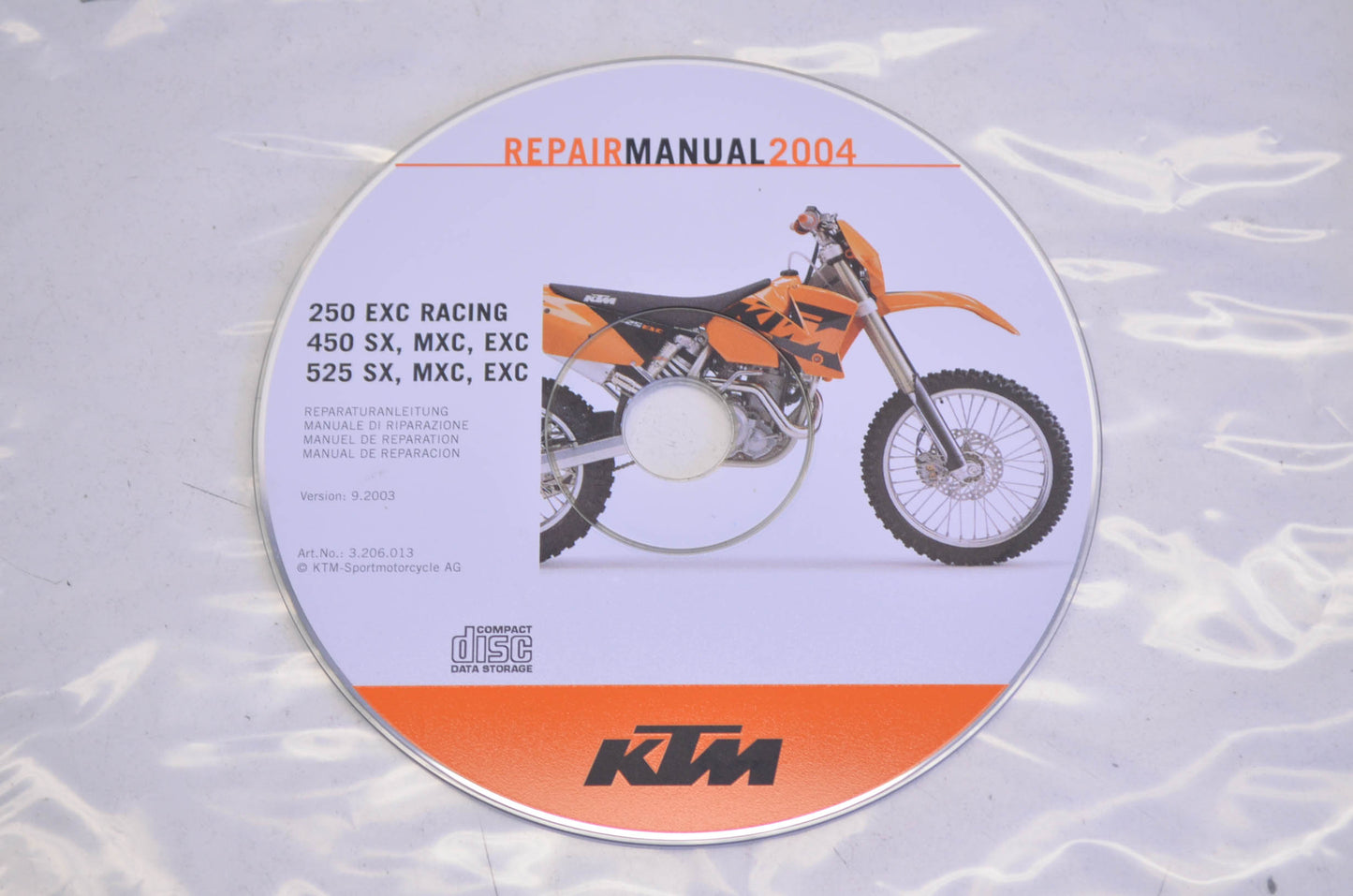 OEM KTM 2004 250 EXC RACING, 450 SX, MXC, EXC525 SX, MXC, EXC Repair Manual CD D