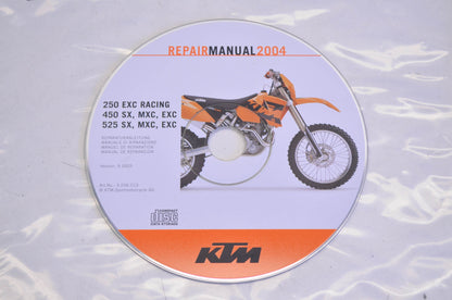 OEM KTM 2004 250 EXC RACING, 450 SX, MXC, EXC525 SX, MXC, EXC Repair Manual CD D