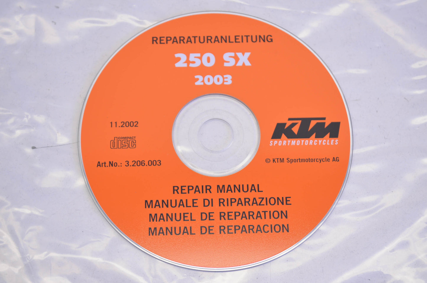 OEM KTM 3206003 2003 250 SX Repair Manual CD Disc