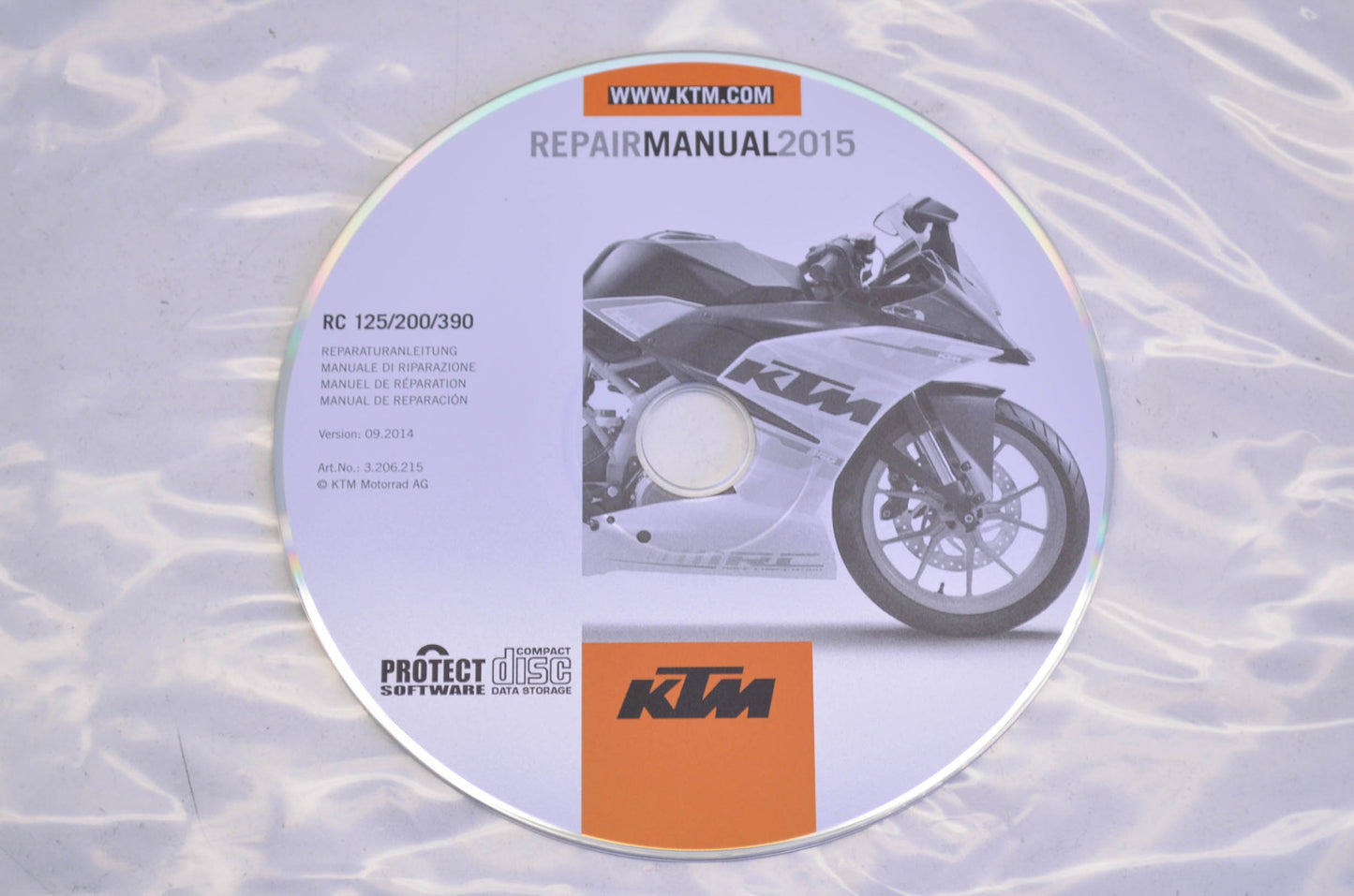 New OEM KTM 2015 RC 125/200/390 Repair Manual CD Disc NOS