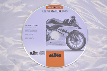 New OEM KTM 2015 RC 125/200/390 Repair Manual CD Disc NOS
