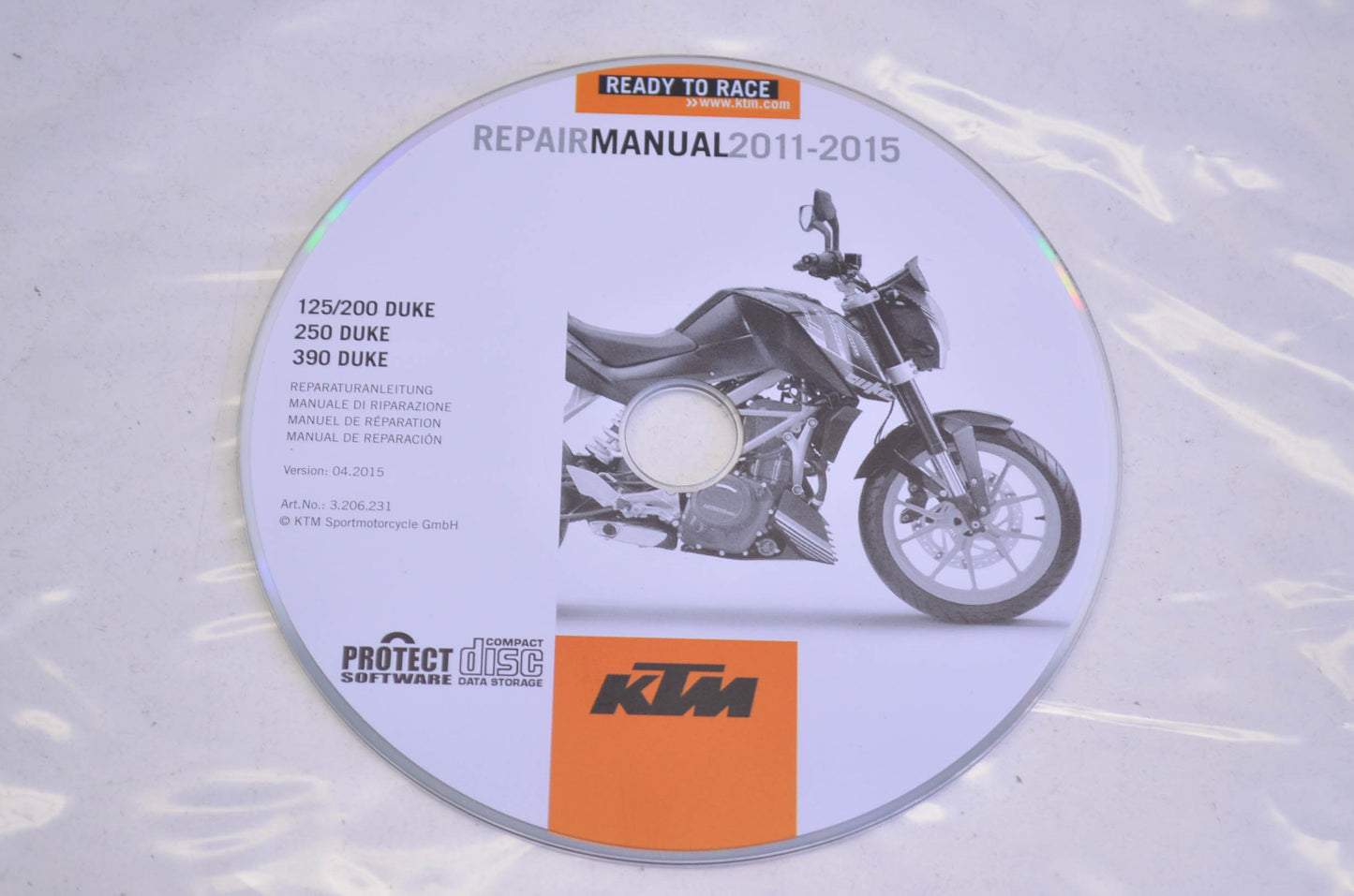 OEM KTM 3206231 2011-2015 125/200/250/390 DUKE Repair Manual CD Disc