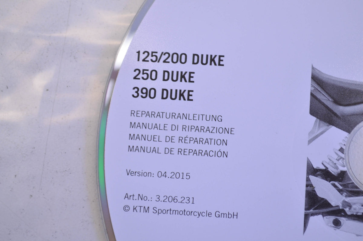 OEM KTM 3206231 2011-2015 125/200/250/390 DUKE Repair Manual CD Disc