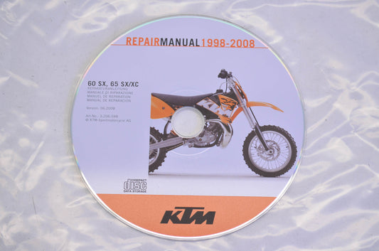New OEM KTM 1998-2008 60 SX, 65 SX/XC Repair Manual CD Disc NOS