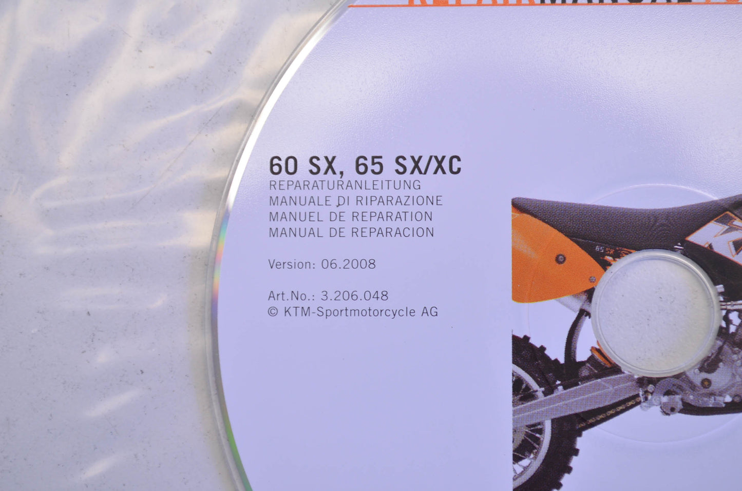 New OEM KTM 1998-2008 60 SX, 65 SX/XC Repair Manual CD Disc NOS