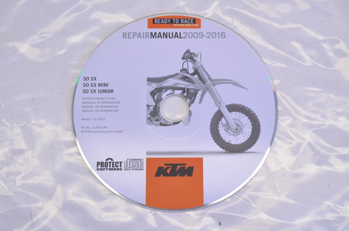 New OEM KTM 2009-2016 50 SX, 50 SX MINI, 50 SX JUNIOR Repair Manual CD Disc NOS
