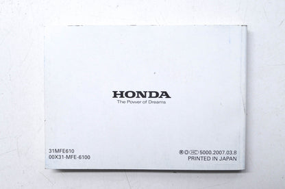 OEM Honda 2008 VT750C2/C2F Shadow Spirit 750 Owner's Manual