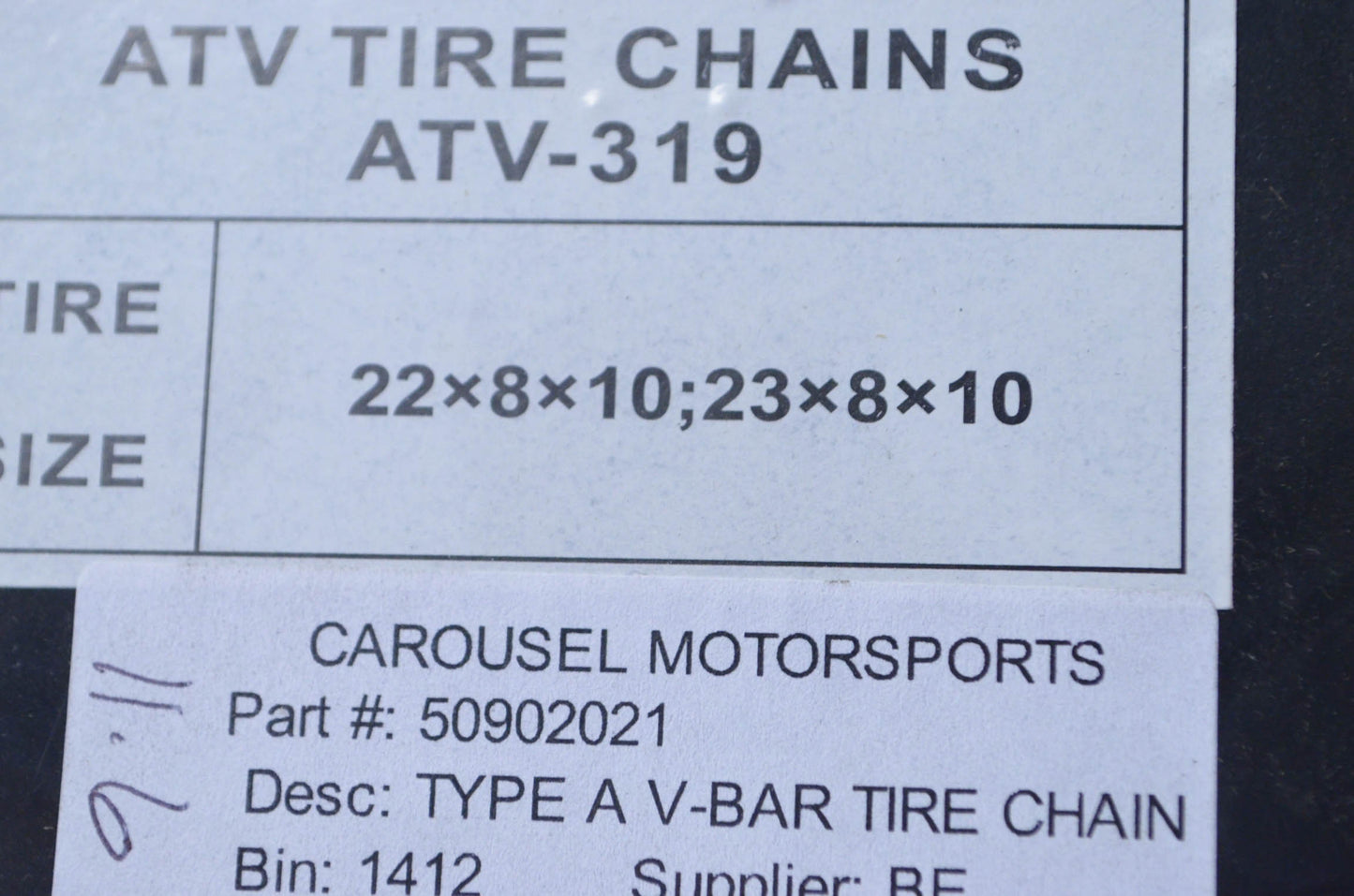 Type A 22x8x10 23x8x10 V-Bar Tire Chains Qty 2 NOS