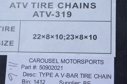 Type A 22x8x10 23x8x10 V-Bar Tire Chains Qty 2 NOS