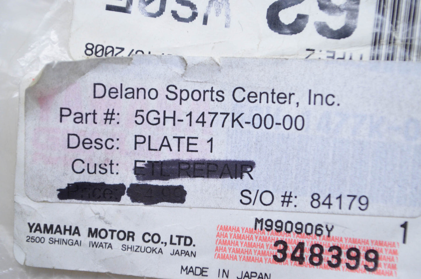 OEM Yamaha 5GH-1477K-00-00 Plate 1 NOS