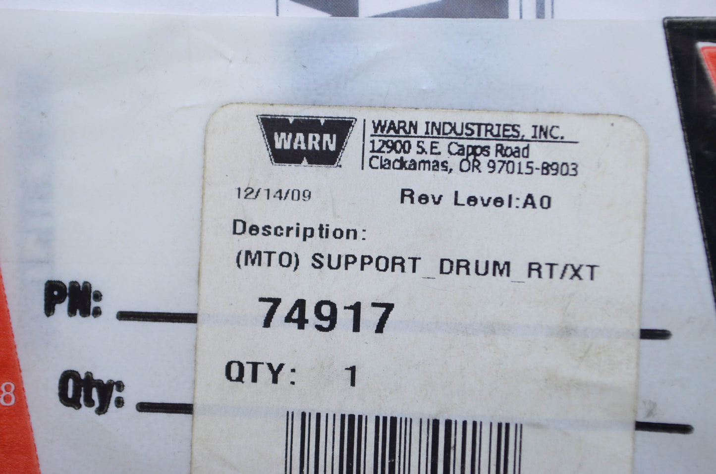 New Warn RT/XT Winch Drum Support NOS