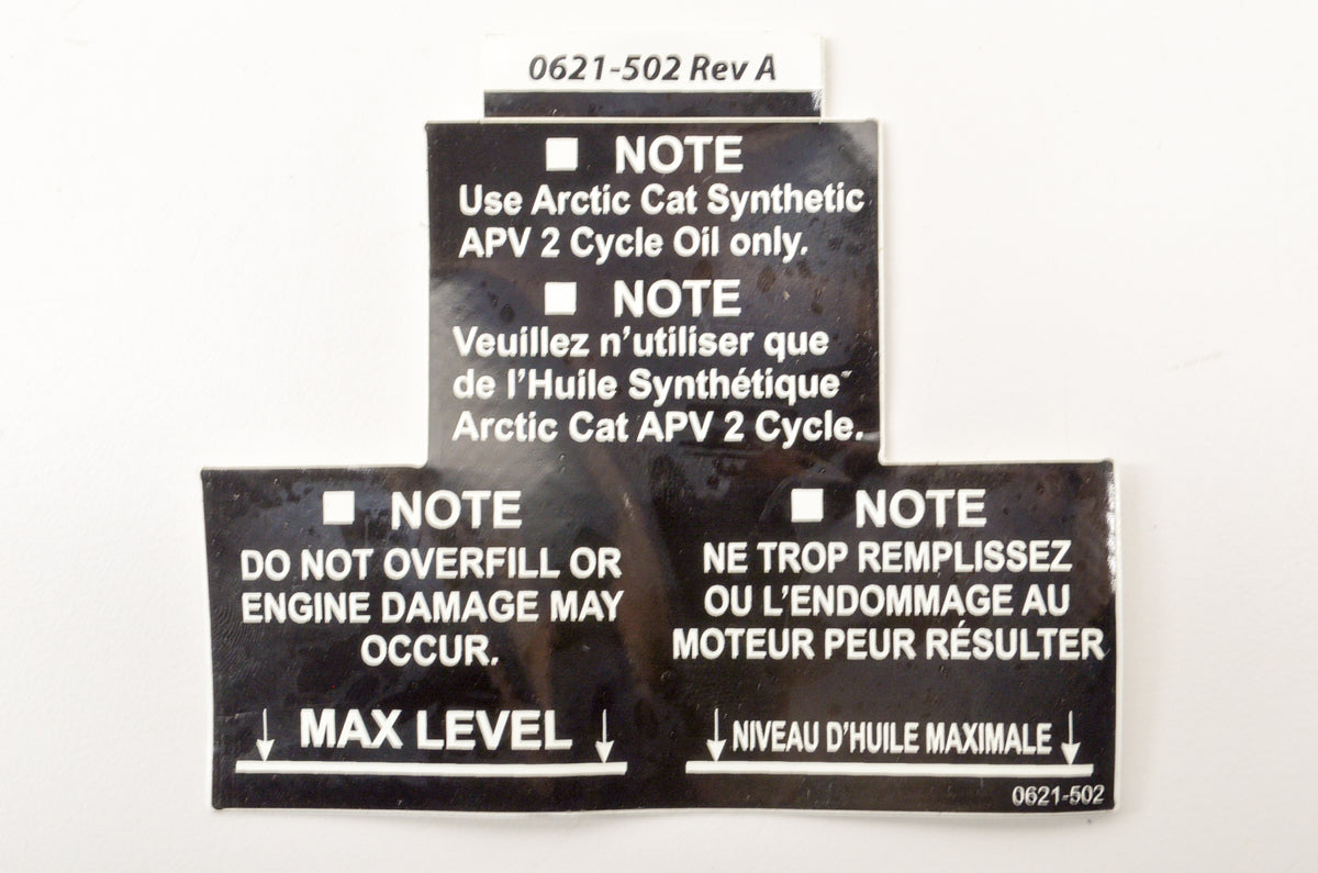 OEM Arctic Cat 0621-502 Oil Level Decal NOS