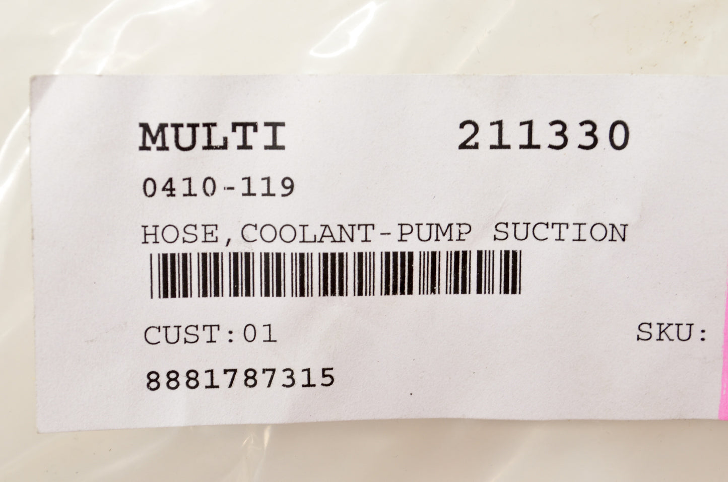 OEM Polaris 0410-119 Pump Suction Coolant Hose NOS