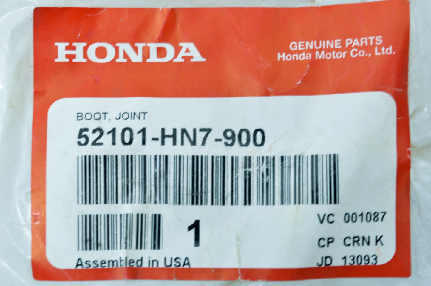 OEM Honda 52101-HN7-900 Joint Boot