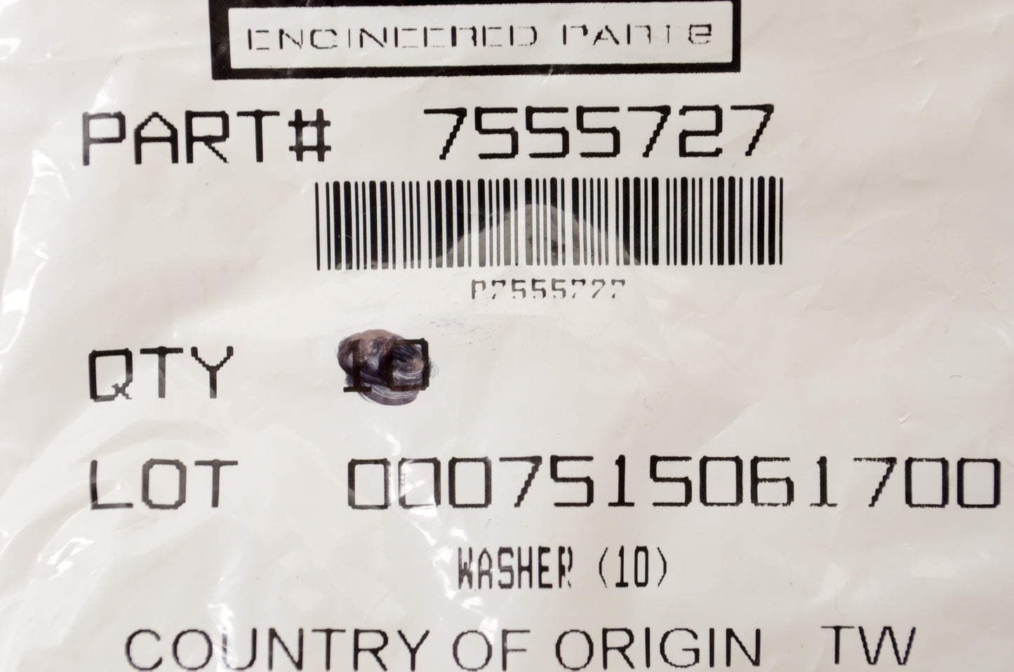 OEM Polaris 7555727 Washer Qty 3 NOS