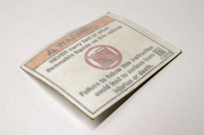 OEM Polaris 7185278 Warning Never Carry Fuel Decal NOS