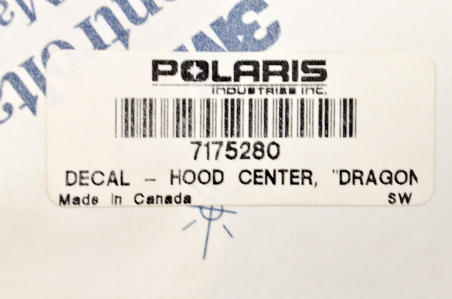OEM Polaris 7175280 Hood Center Decal "Dragon" NOS