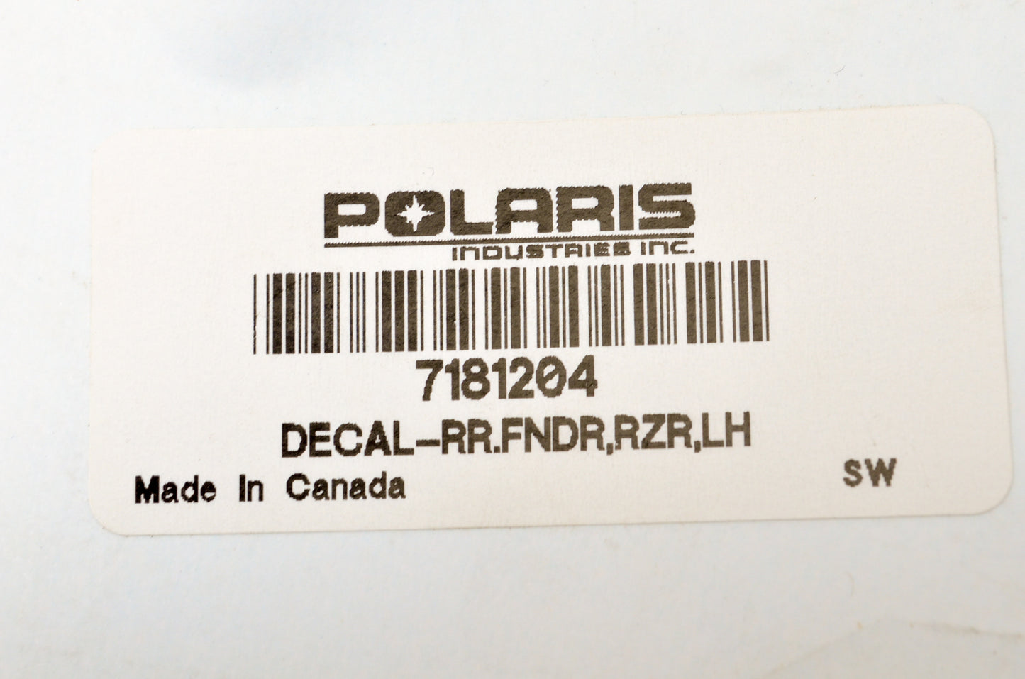 OEM Polaris 7181204 Left Hand RZR Rear Fender Decal NOS