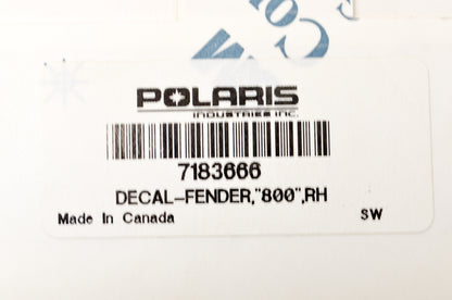 OEM Polaris 7183666 Right Fender Decal '800' NOS