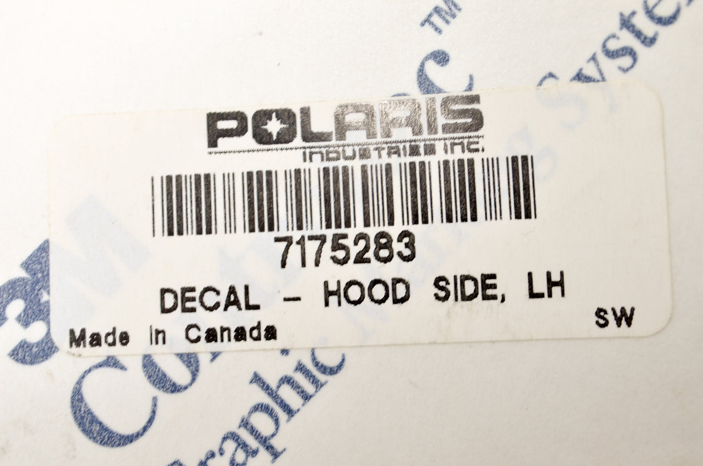OEM Polaris 7175283 Left Hood Side Decal NOS