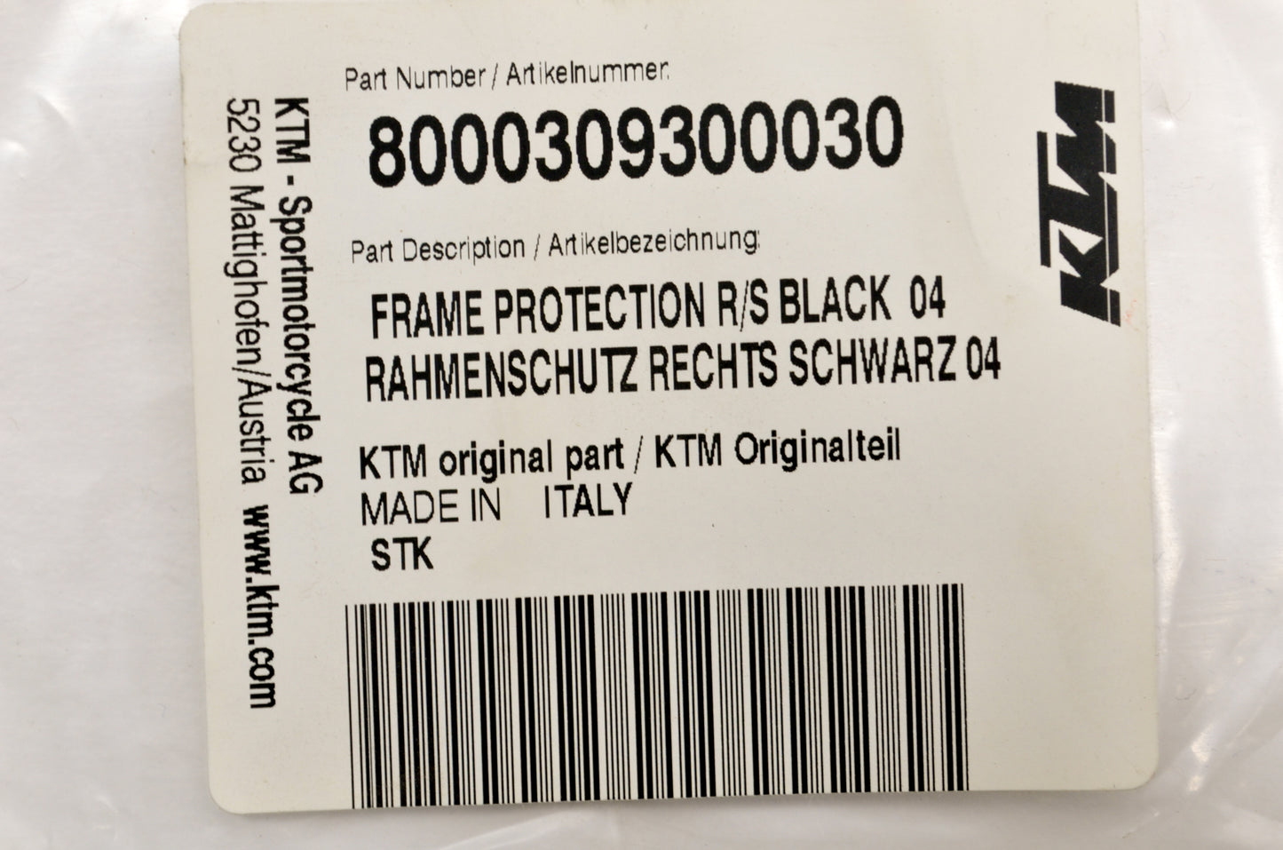 OEM KTM 8000309300030 Frame Protection NOS