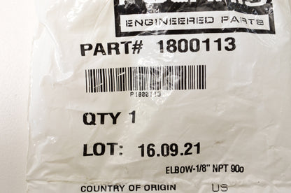 OEM Polaris 1800113 Elbow 1/8' NPT 90 Degree NOS