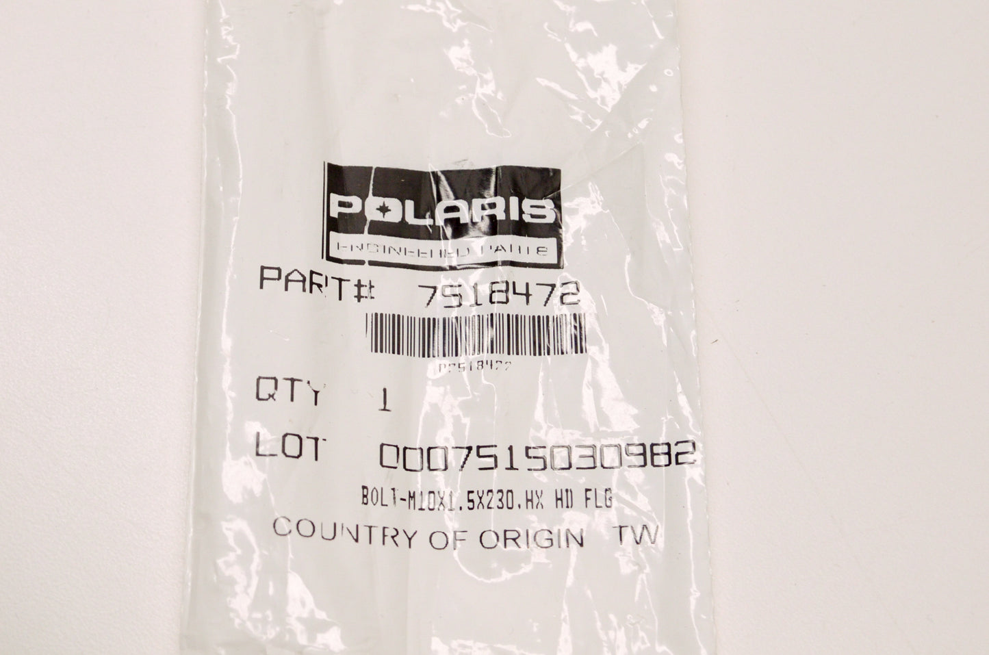 OEM Polaris 7518472 Bolt M10X1.5X230 Hex HD