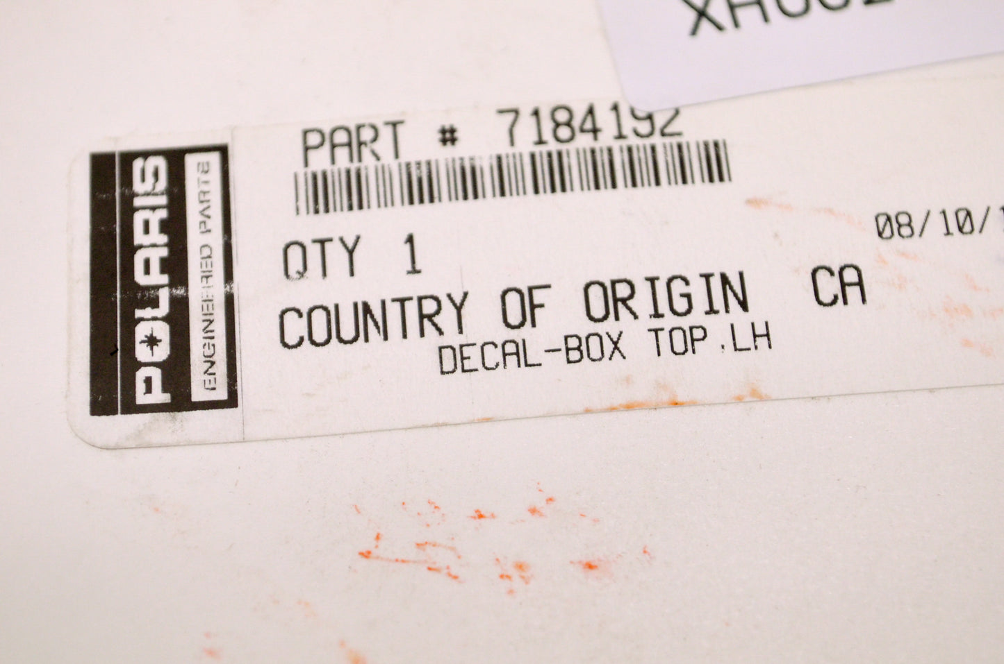 OEM Polaris 7184192 Decal Box Top LH NOS