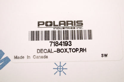 OEM Polaris 7184193 Decal Box Top RH NOS
