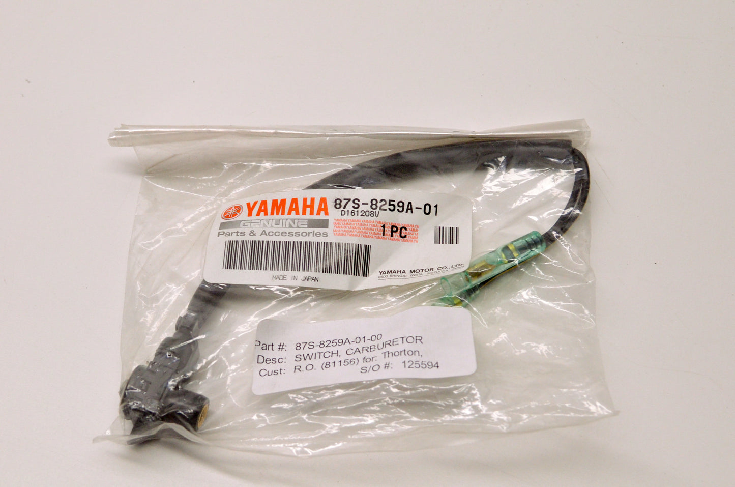 OEM Yamaha 87S-8259A-01-00 Carburetor Switch NOS