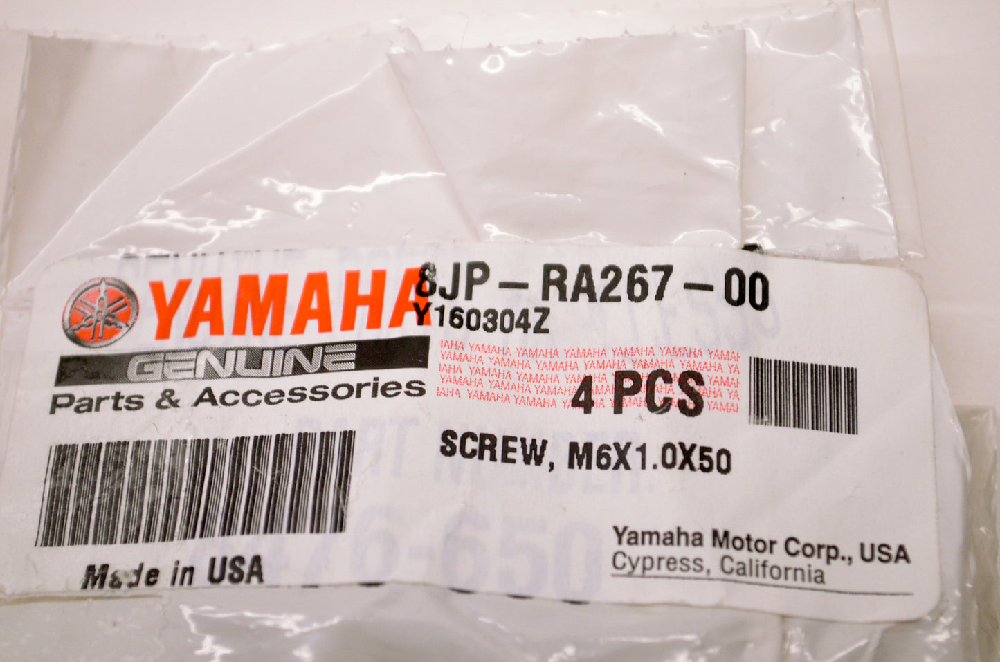 OEM Yamaha 8JP-RA267-00-00 Screw M6X1.0X50 Qty 2 NOS