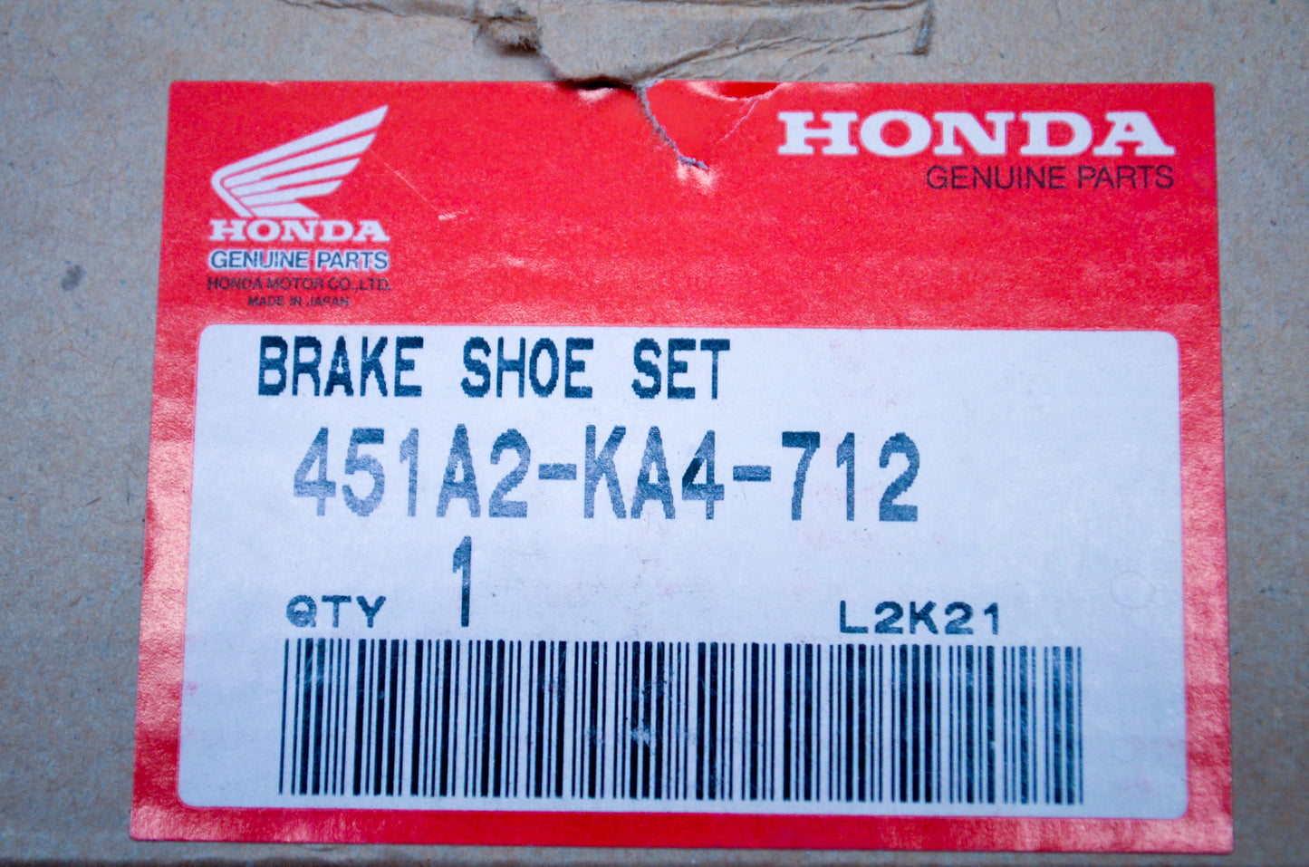 New OEM Honda 451A2-KA4-712 Brake Shoe Kit NOS