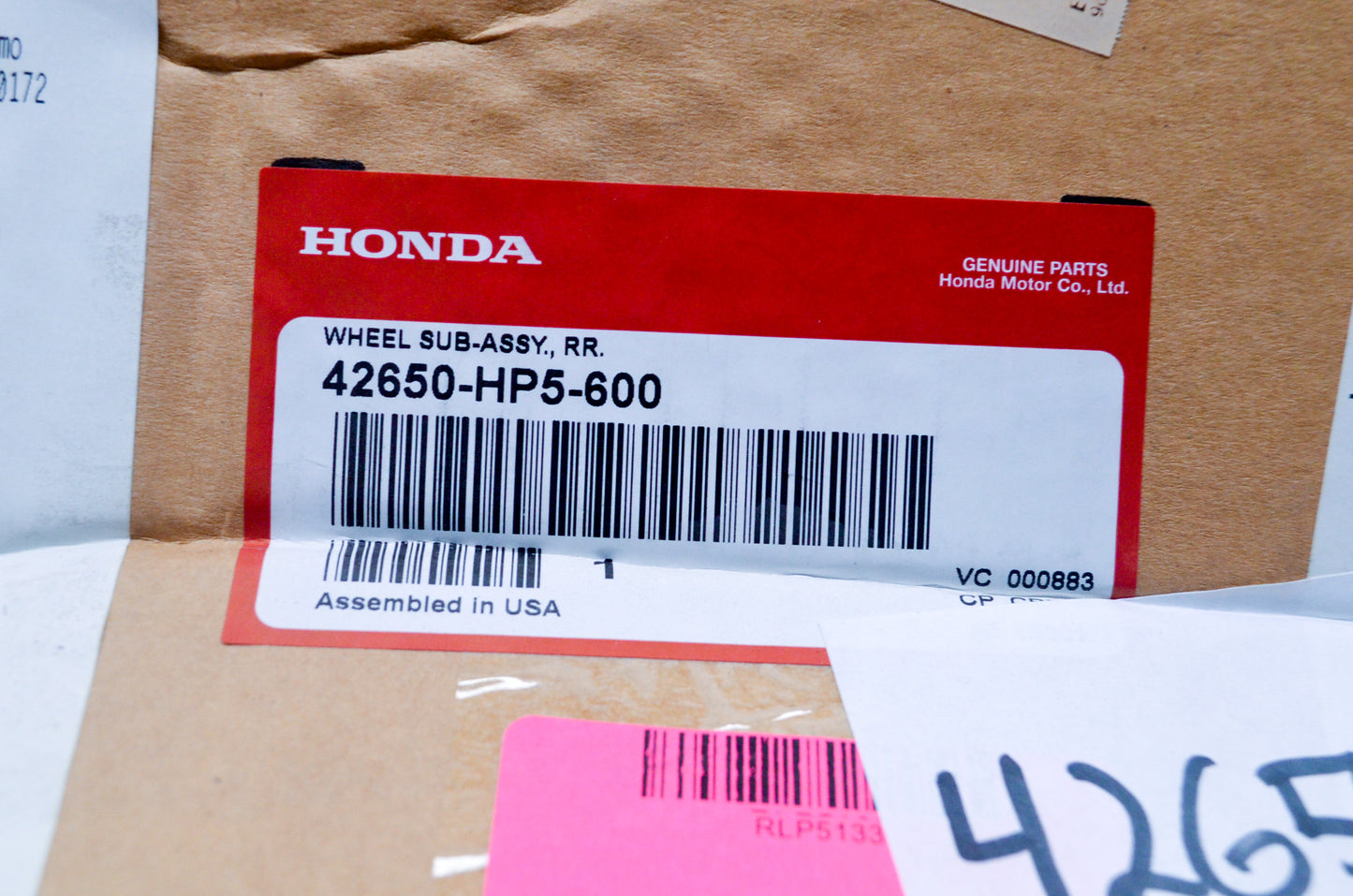 New OEM Honda 42650-HP5-600 Rear Wheel Sub-Assembly NOS