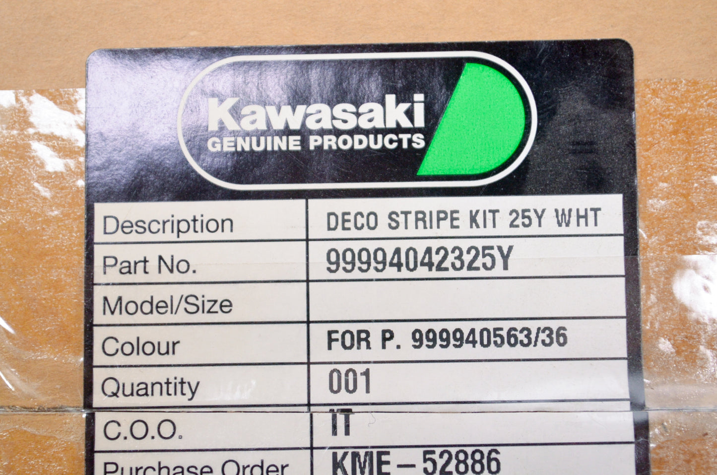 OEM Kawasaki 99994-0423-25Y Deco Stripe Kit 25Y White NOS