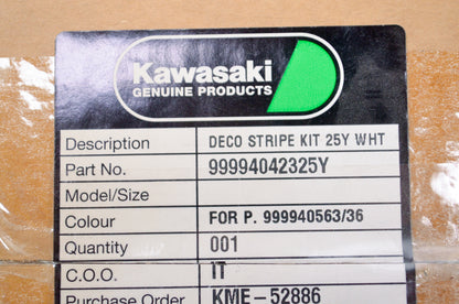 OEM Kawasaki 99994-0423-25Y Deco Stripe Kit 25Y White NOS