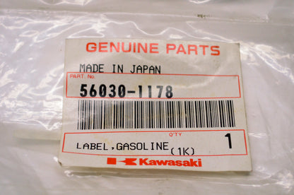 New OEM Kawasaki 56030-1178 Gasoline Label NOS